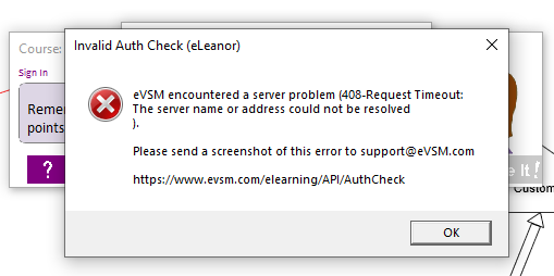 eVSM eLeanor Control Panel Log in